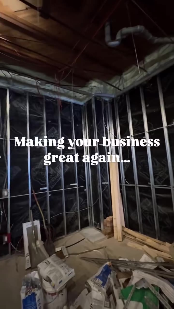 Open wall framing in a commercial interior