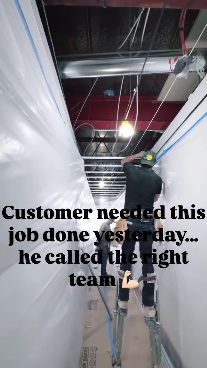 Exposed ceiling ductwork in a commercial renovation