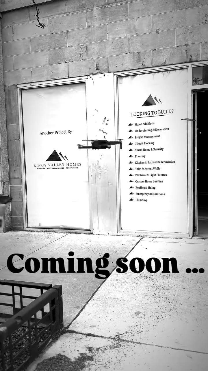Construction drawings posted at a renovation site