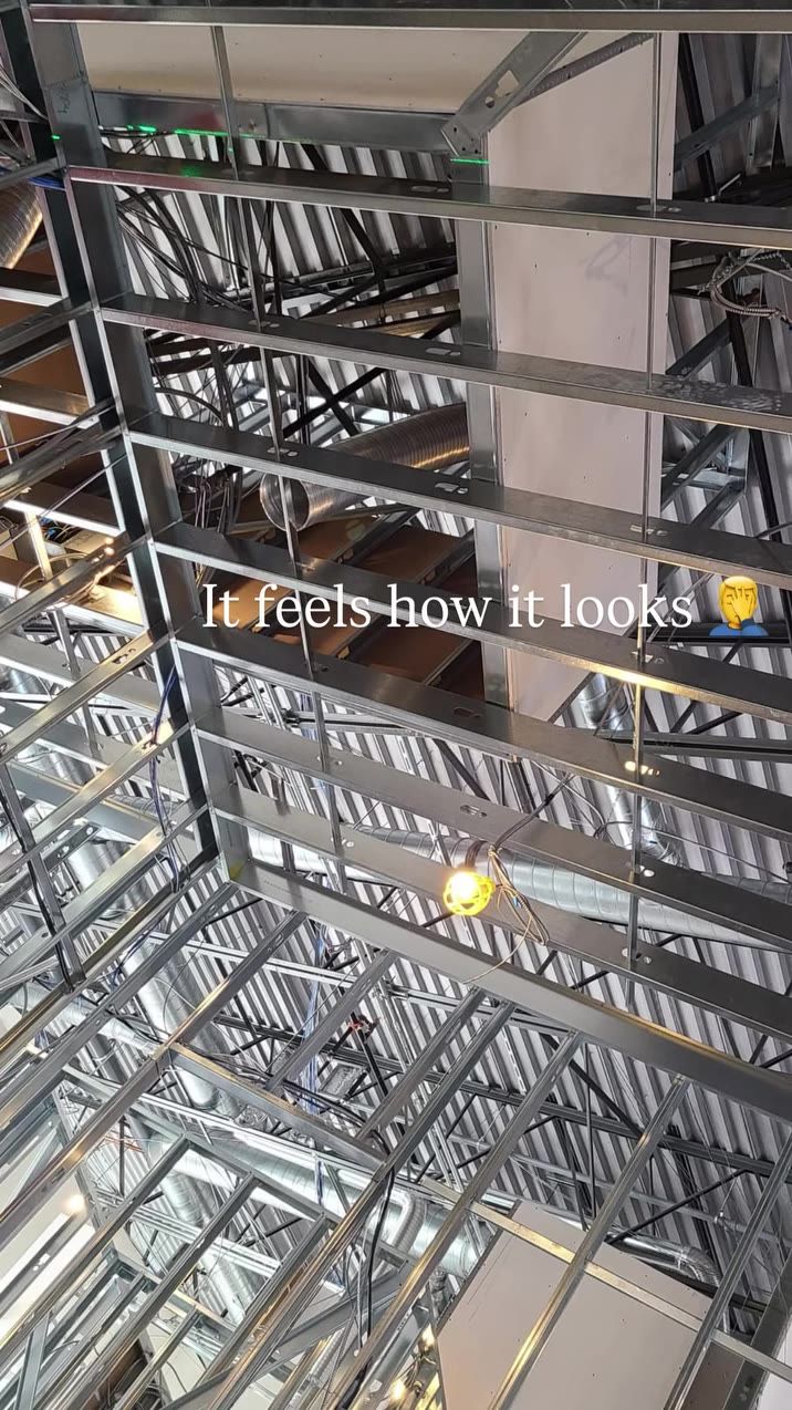 Overhead metal framing and service runs