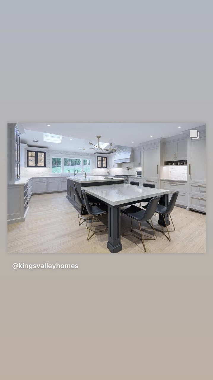 Bright kitchen with white cabinetry and island