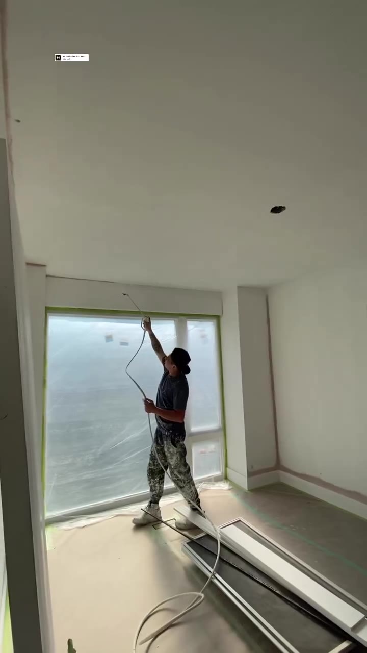 Interior renovation and wall finishing in progress